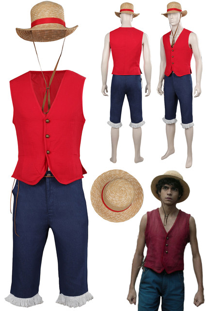 Macaco D. One Piece Luffy Cosplay Traje para Homens, Fantasia